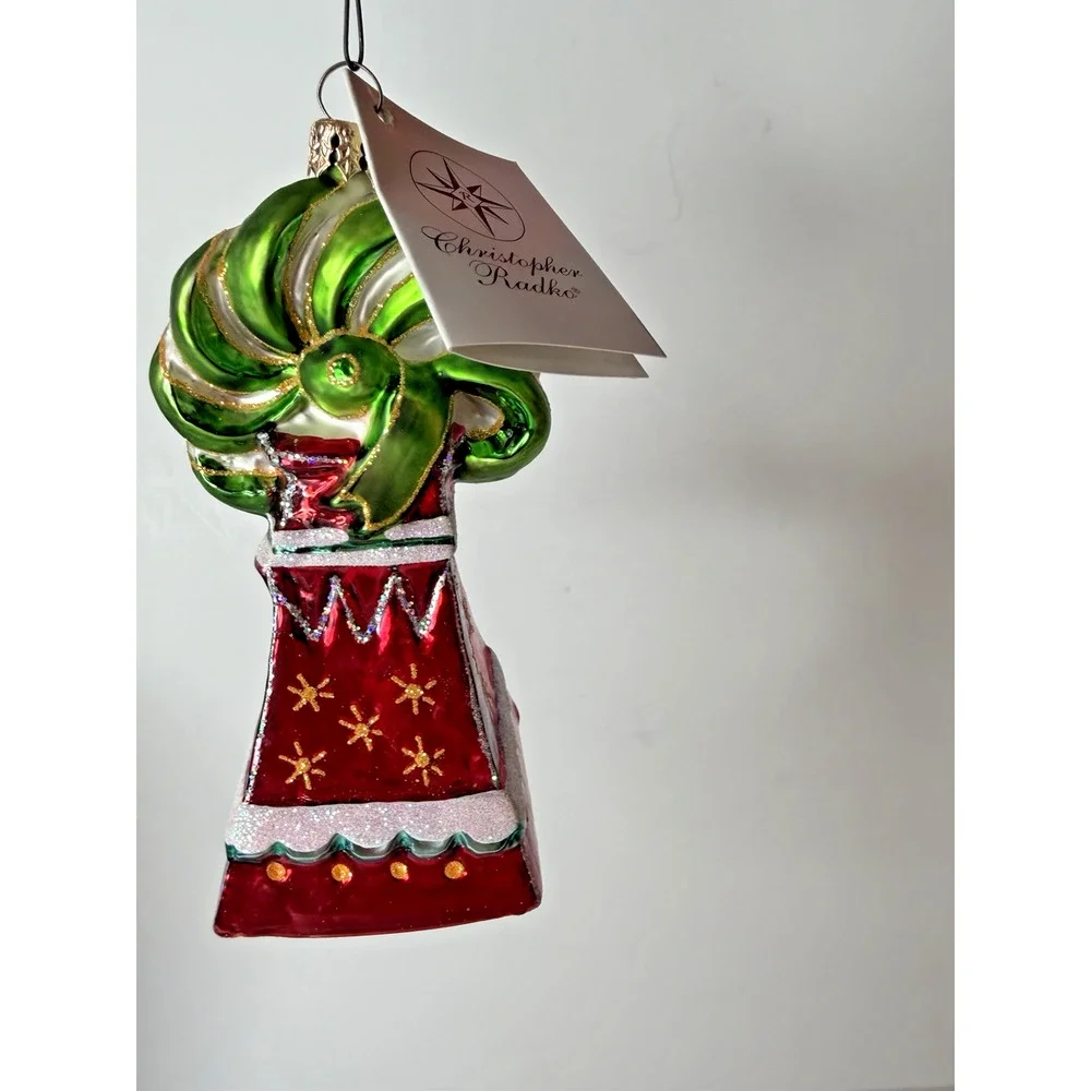 Christopher Radko Ribbon Ring Ding Glass Ornament 2001 Poland NWT Tag & Box